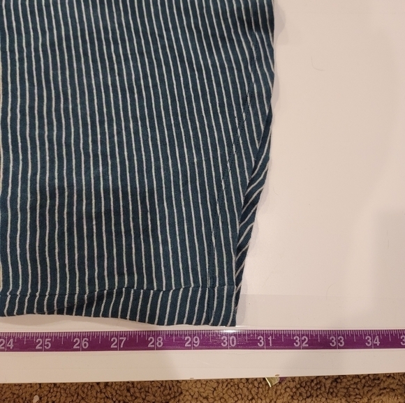 LOU & GREY TEAL STRIPED LINEN BLEND RACER BACK DRESS, SZ LARGE - Picture 12 of 13